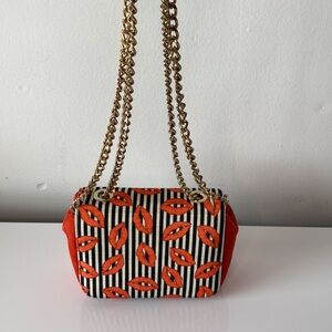 Stuart Weizmann Stripes Suede Kiss Bag